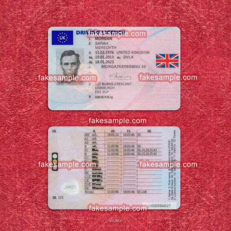 UK Driver Licence Fake Template